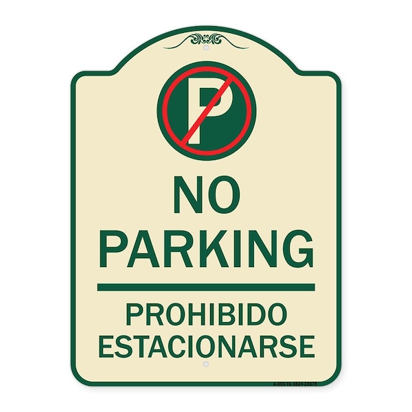 No Parking Prohibido Estacionarse W/ No Parking Heavy-Gauge Aluminum Sign, 24" x 18", TG-1824-23675